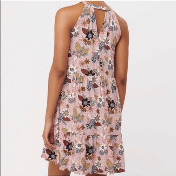 Loft Floral High Neck Tiered Halter Dress Size L - Picture 2 of 9